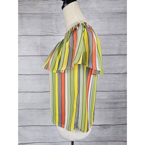 Cabi Striped Off Shoulder Carnival Top Blouse Multicolor Size X-Small - Picture 4 of 10